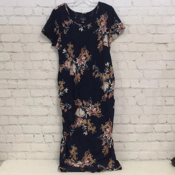 Isabel Maternity Large Floral MIDI Dress - Picture 1 of 4
